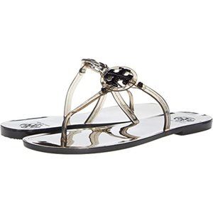 NIB Tory Burch Jelly Mini Miller Sandal Smoke Dark GRAY US 5 6 AUTHENTIC